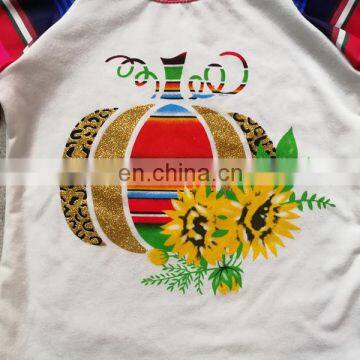 Halloween Baby Girl Ruffle Raglan Gold Pumpkins Tshirts Kids Ruffle Rainbow Tops Santa Boys Clothes photo-4
