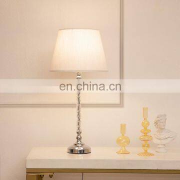 European Design Bedroom Decoration White Barrel Lampshade Silver Metal Table Lamp for Salon photo-3