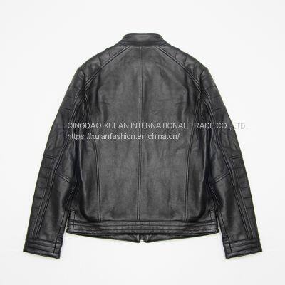 2021 NEW FASHION STYLE MEN'S GENUINE LEATHER JACKET OUTERWEAR MOTORCYCLE JACKET photo-2