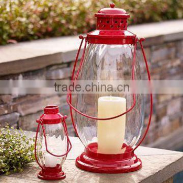 Iron Red Color T-Light Lantern, Candlestick Metal Lantern