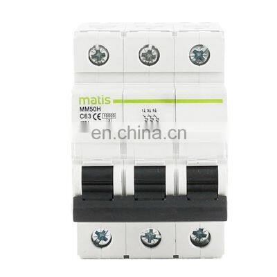 Wholesale hot sale new high quality durable easy to operate Matis MM50H-3P 380V 50/60hz mcb miniature circuit breakers