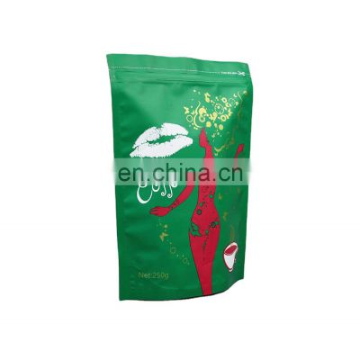 Customized printing aluminium film stand up bags with zipper coffee bag costa rica