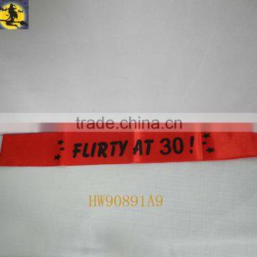 Flirty at 30 Hot Red Satin Sash for Birthday Party