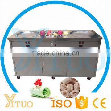 China Flat Pan Fried Ice Cream Machine Roll Ice Cream Maker GL-F800 500mm Double Round/ Square Flat Pan Fried Ice Cream Machine                        
                                                Quality Choice