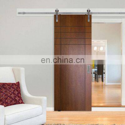 Modern wrought iron hardware wood sliding barn door for bedroom