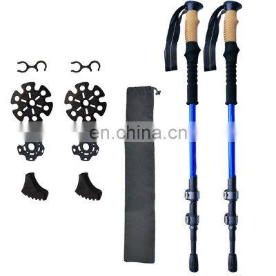 Camping Multifunction Telescopic Outdoor Walking Hiking Carbon Fiber Trekking Poles photo-4