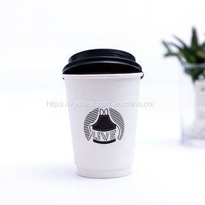 Disposable China 8oz single wall White Coffee Cups and Lids
