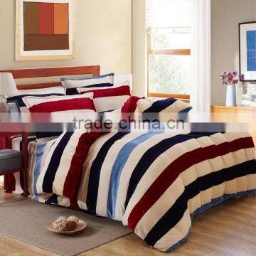 Chinese best selling 4pcs twill fabric red and black stripe print full duvet cover set stripe print bedding set