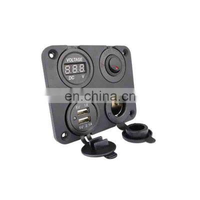 Car and Yacht Modification Four-hole Panel Combination + Dual USB Car Charger + Power Take-out Socket + Voltmeter + Round Switch photo-3