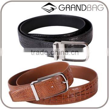 100% good quality gift genuine crocodile skin leather classic belt factory hot selling pin buckle belt for men simple noble