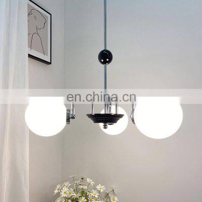 Nordic Modern Iron and Glass Ball Pendant Light Magic Bean LED Chandelier for Living Room Bedroom Restaurant