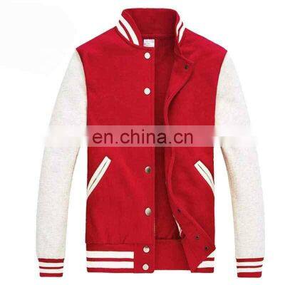 Custom Your Logo Cotton Fleece Varisty Jacket Long Sleeve Banded Collar Letterman Jacket Baseball Jacket For Men photo-5