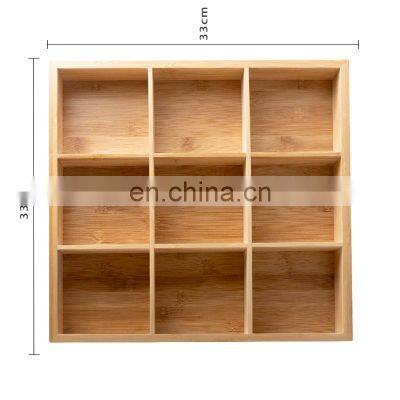 Bamboo Household Party Divided Grid Nine Grids Food Kitchen & Tabletop Office Dried Food Storage Box Pantry Organizer photo-4