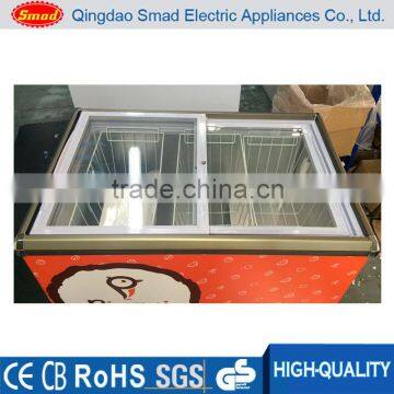 Double sliding glass door small commercial freezer