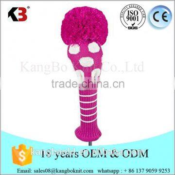 High quality Classic Knit Spandex Pom Pom Golf Headcovers