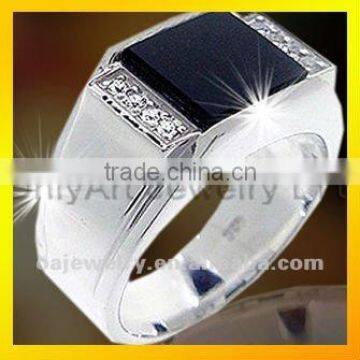 2012 wholesale fashion black CZ set sterling silver mens ring jewelry