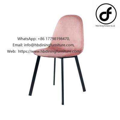 Velvet Pink Metal Leg Dining Chair