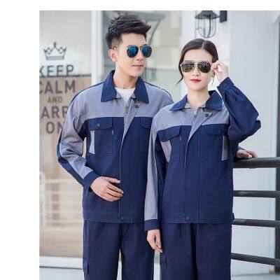 Summer Thin Pure Cotton Color Matching Long Sleeved Top Workshop Auto Repair Factory All Cotton Work Suit Set photo-4