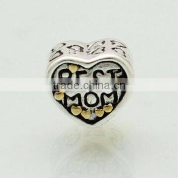 Hot Sale Mother and Daughter 925 Sterling Silver Best Mom Heart Bead for European Charms Bracelet photo-3