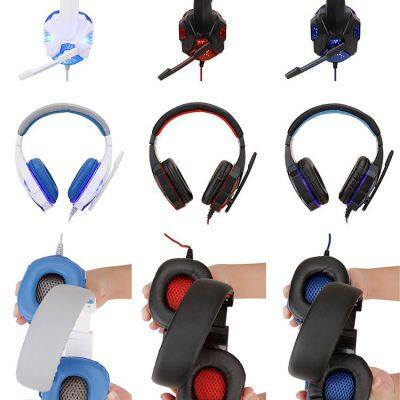 Wholesale Color Box Comfort Tanned Leather 3.5mm EarphoneWired Super Bass Stereo Headphones Wired Gaming Headset For PC