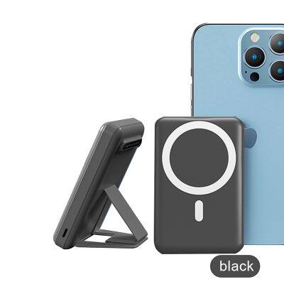 Power Bank Case Kit 10000mAh Power Bank Strong Magnetic Wireless Charging Charger With Smart LED and Metal Stand