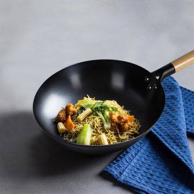 Ceramic Non-stick Carbon Steel Flat Bottom Wok