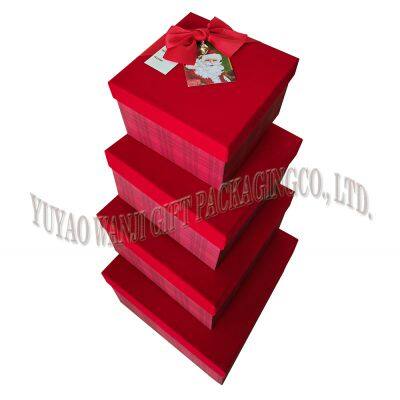 Custom-Made Red Flocking Cardboard Nested Holiday Gift Boxes