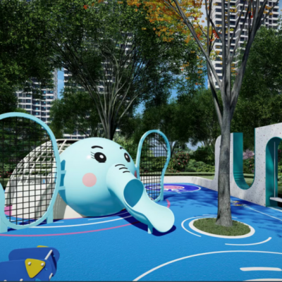 Нестандартный слой в форме слона для производства и дизайна, комбинация для физических упражнений с наружной лестницей и туннелем в общежитии