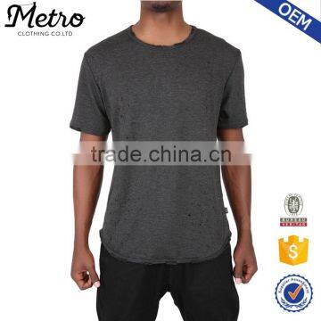 Wholesale Fashion Blank Distressed Mens Charcoal t-shirts