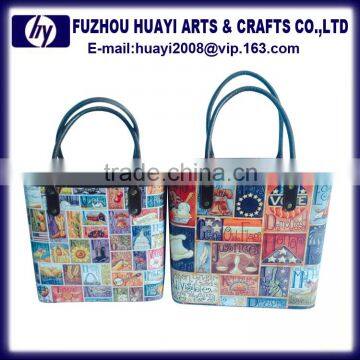 New design mini gift basket of empty customize pu leather basket for gift