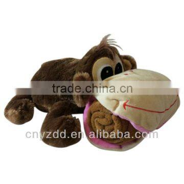 Monkey Stuffed Plush Toy with Blanket in Mouth