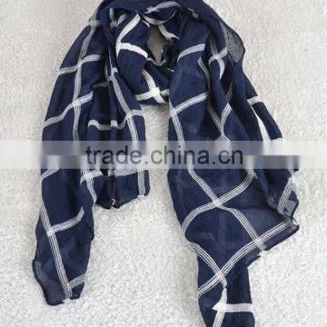 Wholesale Spring Plaid Checked Embroidery Cotton Shawl Scarf