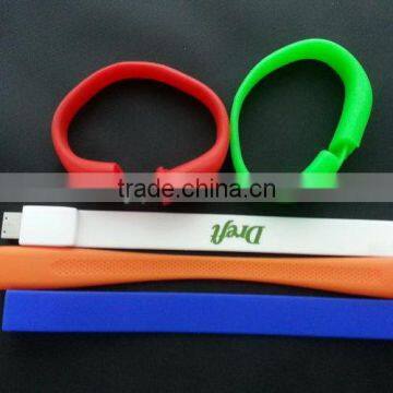 waterproof colorful bracelet usb,free logo silicon bracelet usb