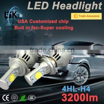 Newest G4 quick start car h4 led headlight kit 6400lm 38w factory direct 2 years warranty