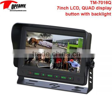 TM-7016Q 7 inch LCD Car monitor with QUAD display ideal for rear view, display monitor