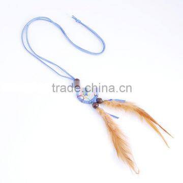 2016 Latest Design Fashion Wooden Beads Native American Feather Dream Catcher Necklace Wholesale photo-5
