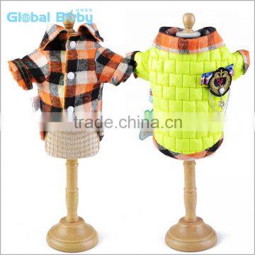 Fashion Handsome Lapel Plaid Reversible Winter Dog Jacket