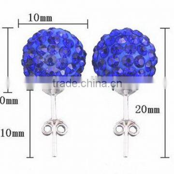 Round Shaped Fancy Blue Crystal Stud Earrings