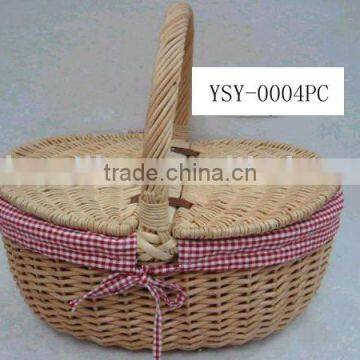 wholesale woven willow picnic basket with handle