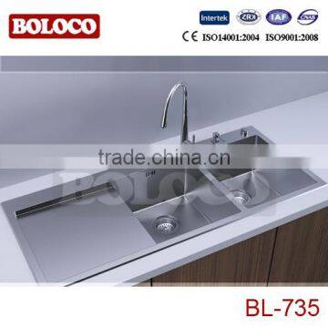 Abovecounter Single bowl glass panel stainless steel/stainless kitchen sink BL-735