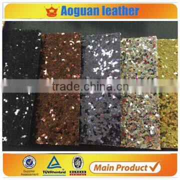 2016 fashion pu glitter fabric 3d glitter fabric wallpaper with coating backing glitter leather                        
                                                Quality Choice