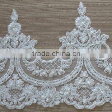 Wholesale Embroidery Bridal Lace Trim With Sequins and Beads