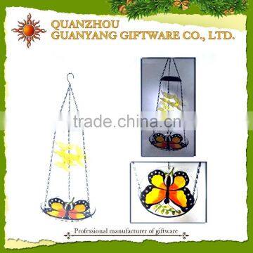 Metal butterfly solar light bird feeder glass bow