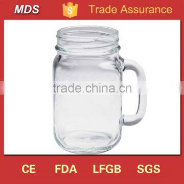 Mature technique 14oz handled drinking jar with lid