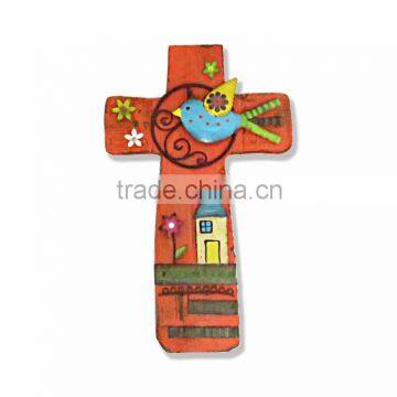Decorative cross shape wood wall sign