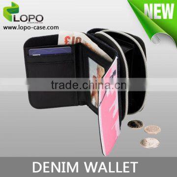 China Best supplies Canvas Printable Sublimation Denim wallet for lady