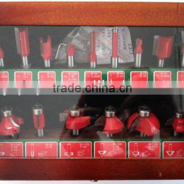 TC-015C 8mm Shank 15PCS Router Bit Set For Hand Router Machine In Wooden Display Box