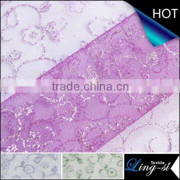 Polyester Tulle Metallic Printed Fabric for Decoration and Dress DSN 352