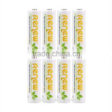 RENEW brand 8 Pack High Capacity 2950mAh AA Ni-MH Rechargeable Batteries, Battery Case Included