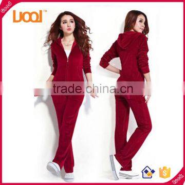 GuangZhou LuoQi plain custom sweat suits women hoodies velour tracksuits wholesale